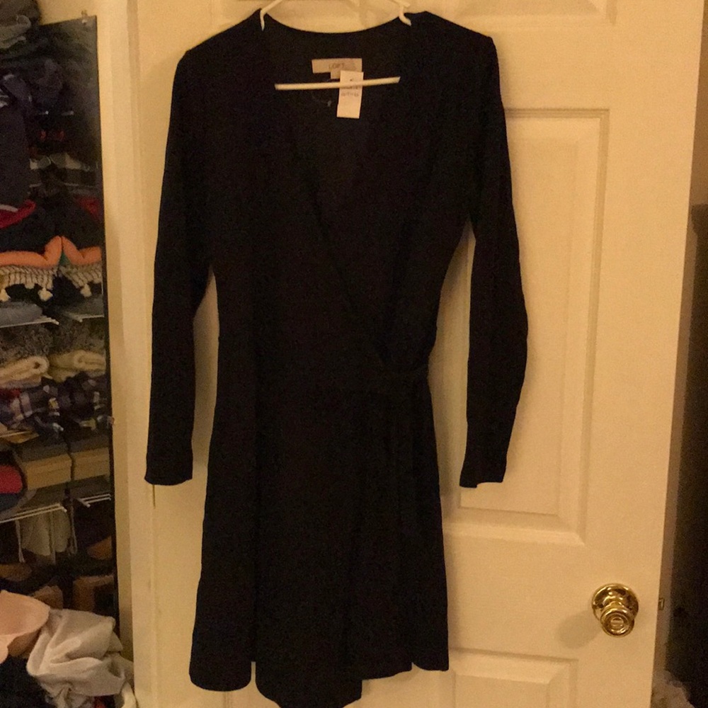 NWT Ann Taylor loft black wrap dress medium